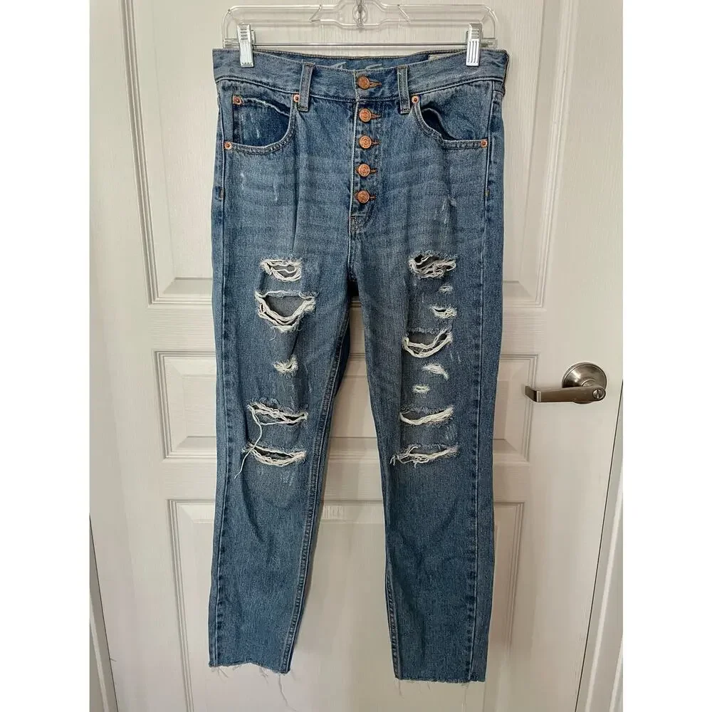 We the Free People Blossom Rigid Crop Skinny Jeans Distressed Size 27